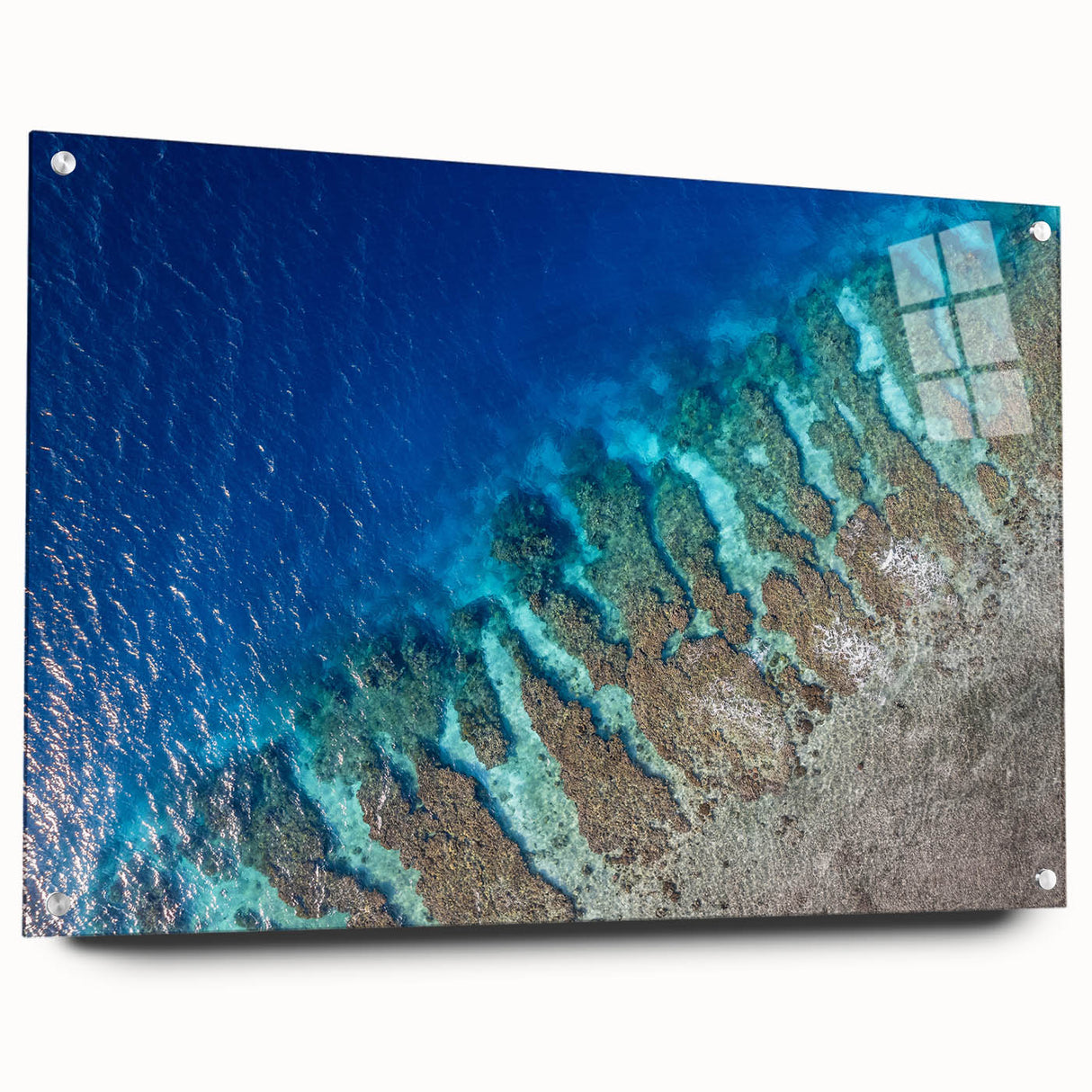 Acrylic glass print of a large abstract depiction of Honduras scenery in earthy tones.