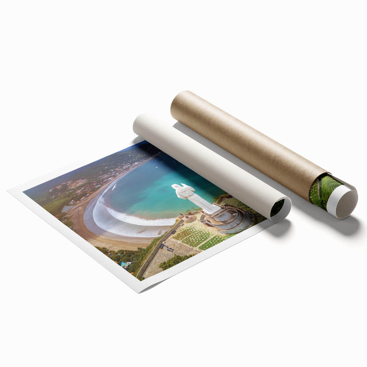 Extra large rolled print of a floral art scene in muted green and pink tones, ideal for classy bathroom wall art.