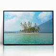 Large abstract wall art featuring a mid-century modernist design of Panama's scenery in muted gray and blue tones on a…