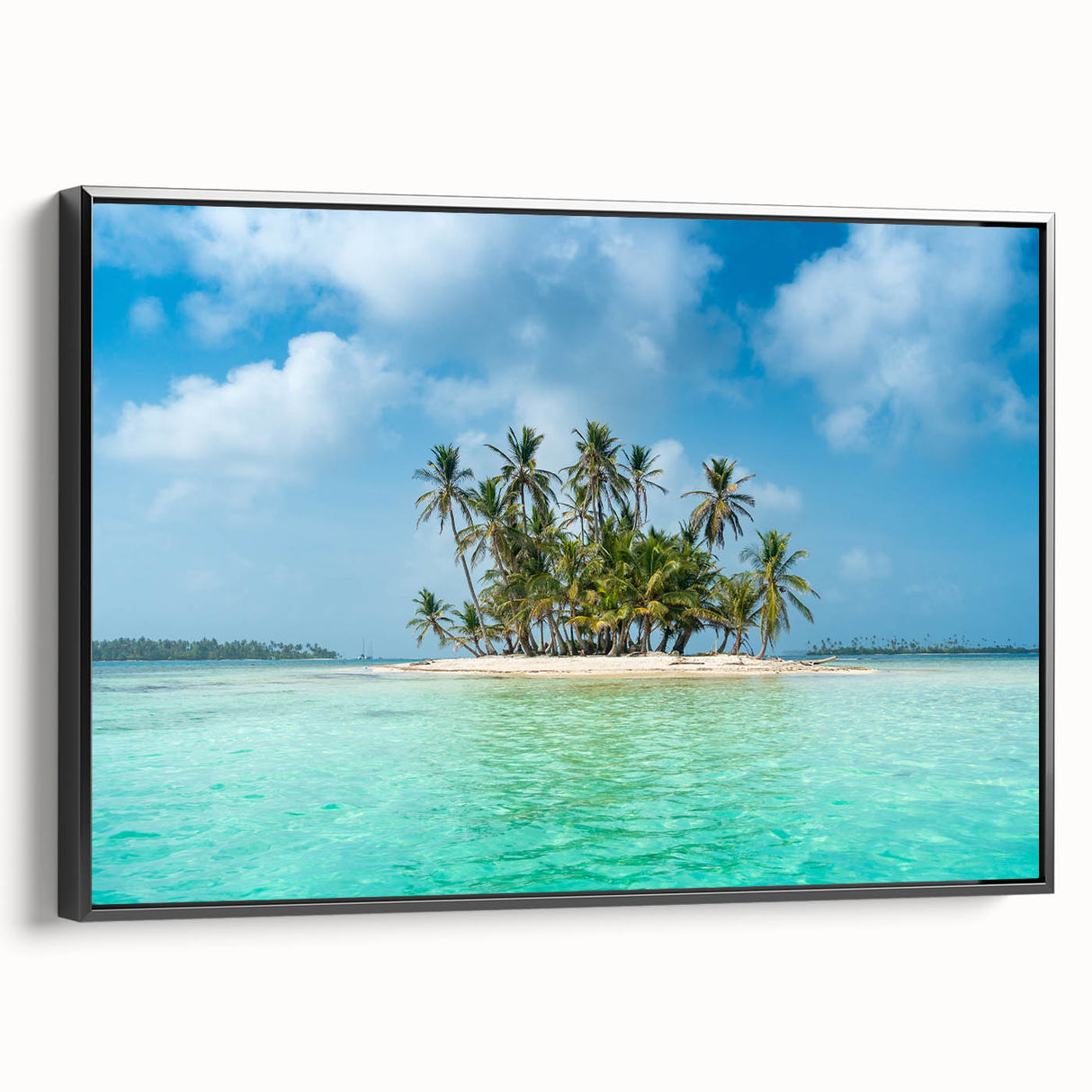 Black and white framed canvas of a vintage Central American landscape, ideal for bedroom wall art.