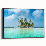 Black and white framed canvas of a vintage Central American landscape, ideal for bedroom wall art.