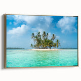 Framed canvas featuring a vintage-style landscape painting of Panama in muted gold and black tones.