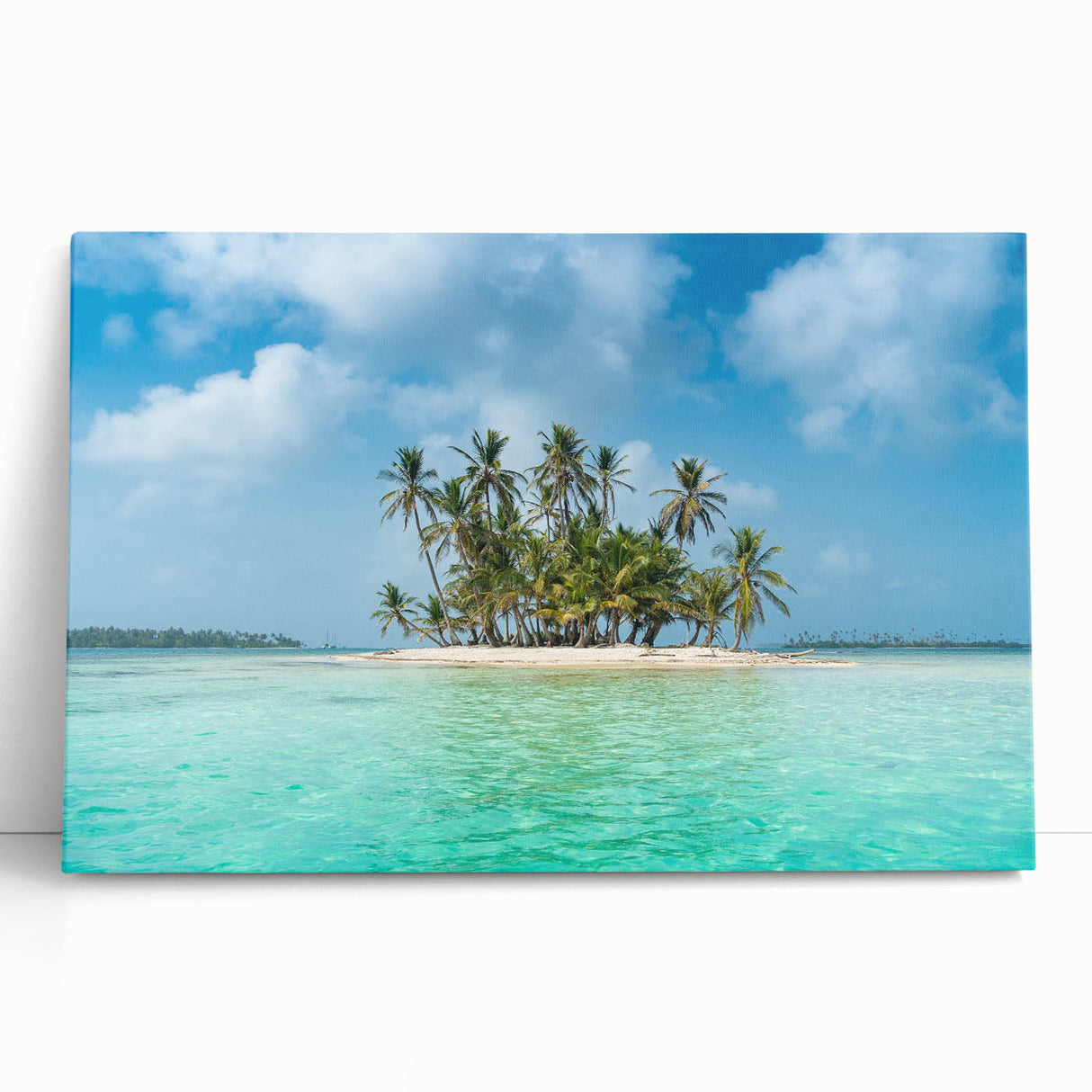 Black and white photograph of Central American scenery on stretched canvas.