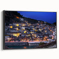 Black and white framed canvas depicting a vintage-style Albanian landscape, ideal for bedroom wall art.
