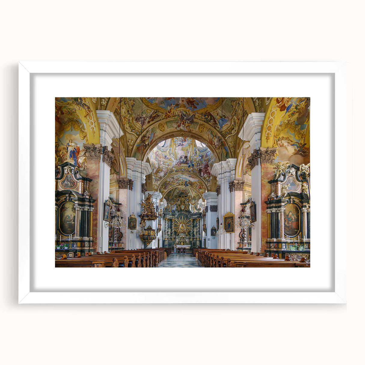 Textured art depicting an abstract European scenery in muted earth tones on a framed white mat, ideal for bedroom decor.