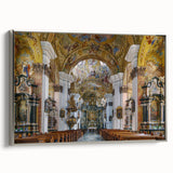 Framed canvas depicting a vintage-style Austrian landscape in black and gray tones, ideal for bedroom wall art.