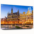 Large abstract wall art of a European scenery in muted earth tones on acrylic glass.