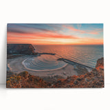 Large black and white photo print on canvas of a European landscape, ideal for kitchen wall art.