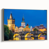 Landscape art painting of a Czech Republic scenery on a framed canvas, featuring muted earth tones.