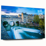 Large abstract wall art of European scenery in muted earth tones on acrylic glass, ideal for bedroom or dining room decor.
