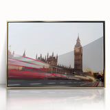 Art deco poster of Big Ben with gold and black tones, acrylic framed, ideal for modern art wall decor or nursery.