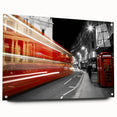 Acrylic print of a large abstract depiction of the London skyline in muted blue and gray tones.