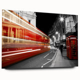 Acrylic print of a large abstract depiction of the London skyline in muted gray and blue tones.