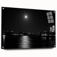 Acrylic print of the Thames River with soft blue and gray tones, suitable for bedroom or dining room wall art.