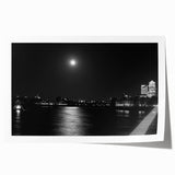 Rolled print of the Thames River with muted blue and gray tones, ideal for art wall dining room.