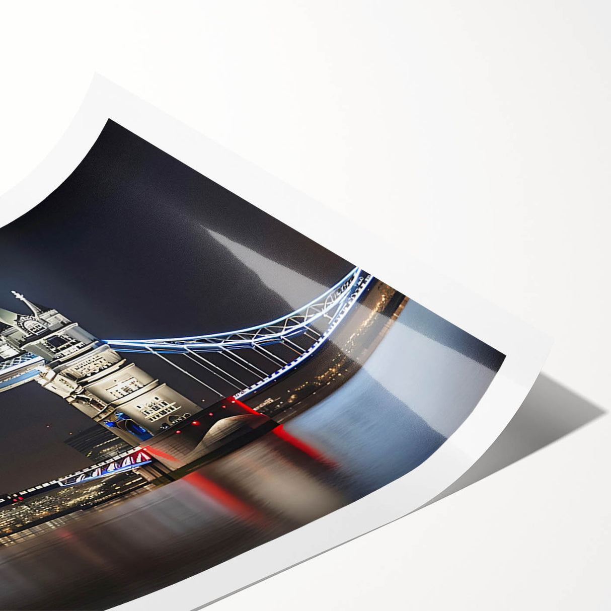 Extra large wall art featuring a line art depiction of Tower Bridge with floral elements, in black and white.