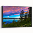 Black and white vintage poster art of a Finnish landscape on framed canvas, ideal for bedroom decor.