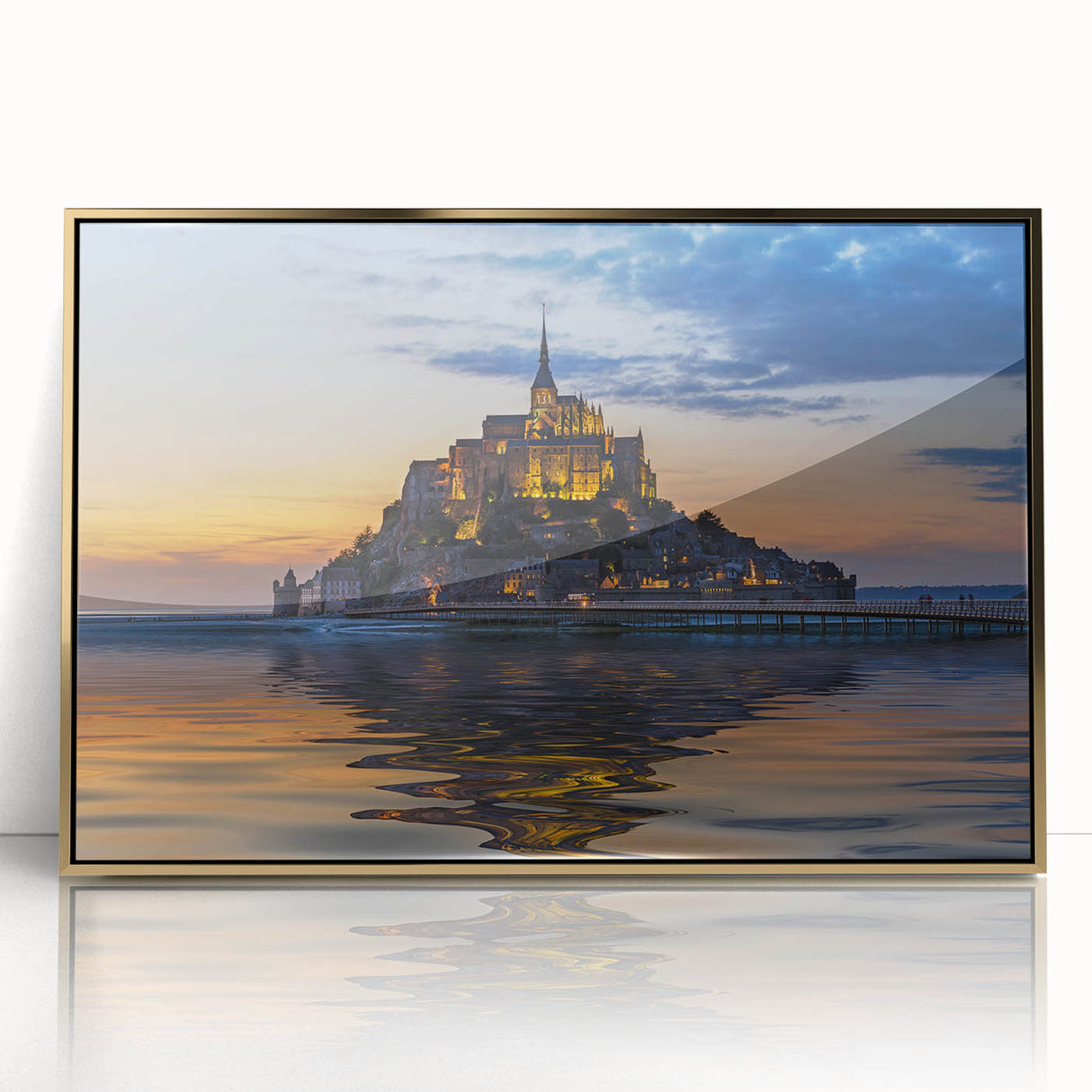 Mid-century modernist art depicting a serene French landscape, in soft pastel shades on acrylic, ideal for nursery wall art.