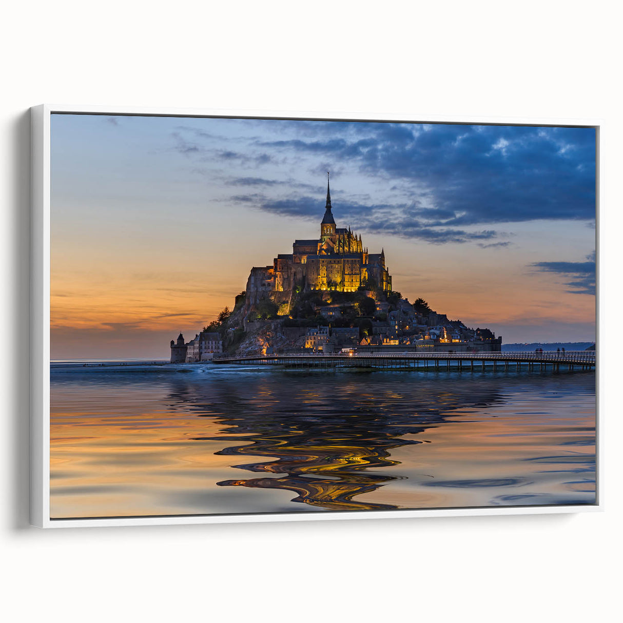 Vintage poster art of a scenic French landscape on a large framed canvas.