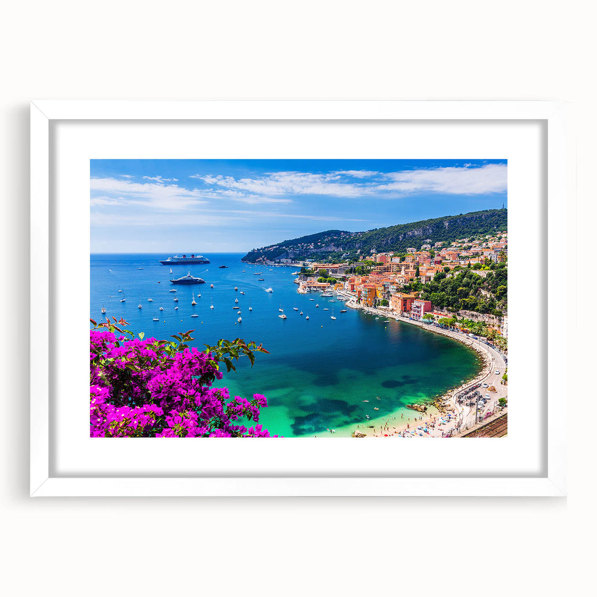 Textured art print of an abstract European scenery in muted earth tones, framed with a white mat, suitable for bedroom decor.