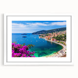 Textured art print of an abstract European scenery in muted earth tones, framed with a white mat, suitable for bedroom decor.