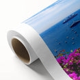 Art deco poster of Nice, France in muted pastel colors on rolled canvas, ideal for nursery wall art.