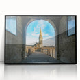 Large abstract wall art depicting the Normandy coast in muted gray and blue tones, presented in a black framed acrylic.
