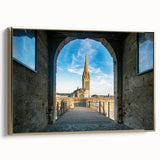 Framed canvas depicting a vintage-style Normandy landscape in muted earth tones, ideal for bedroom wall art.