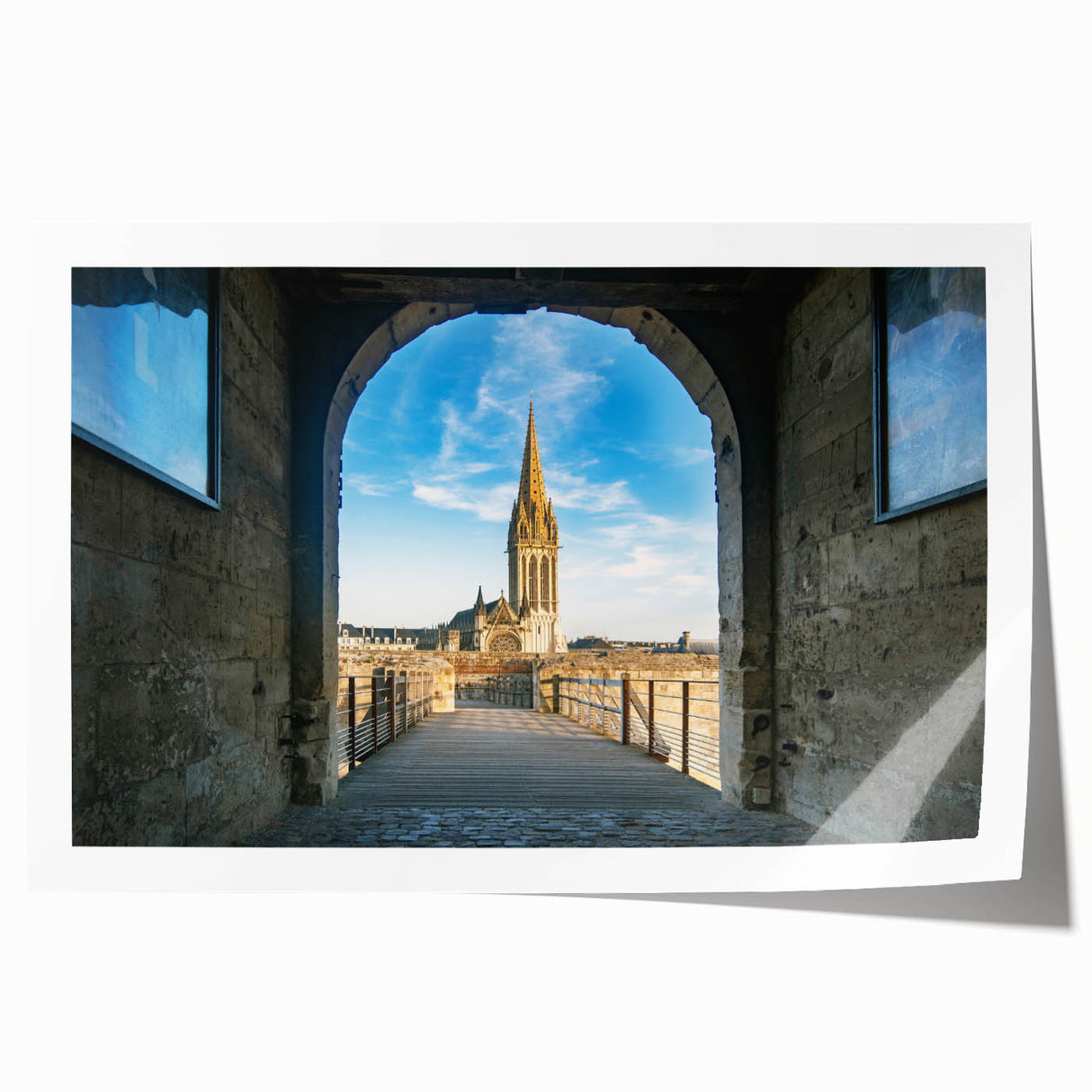Rolled print of a Normandy landscape featuring soft pastel shades, ideal for art wall dining room decor.