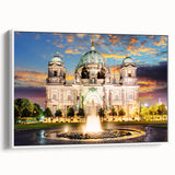 Vintage poster art of Berlin scenery on framed canvas, featuring colorful art in extra large size.