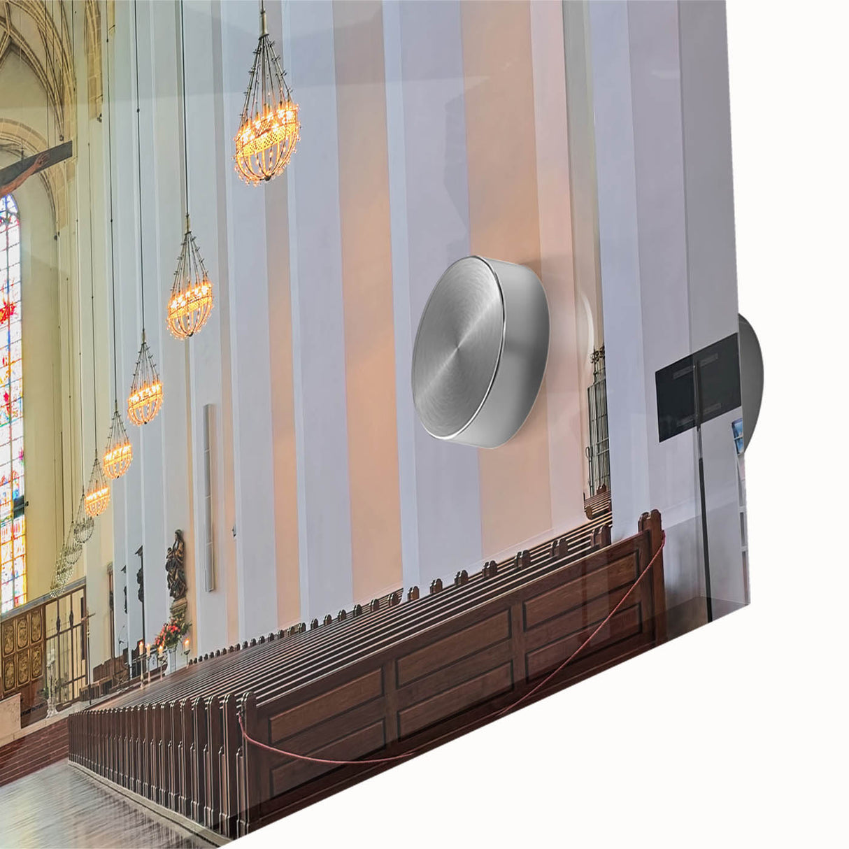 Large abstract art print of Munich scenery in muted earth tones on acrylic glass, ideal for dining room art.