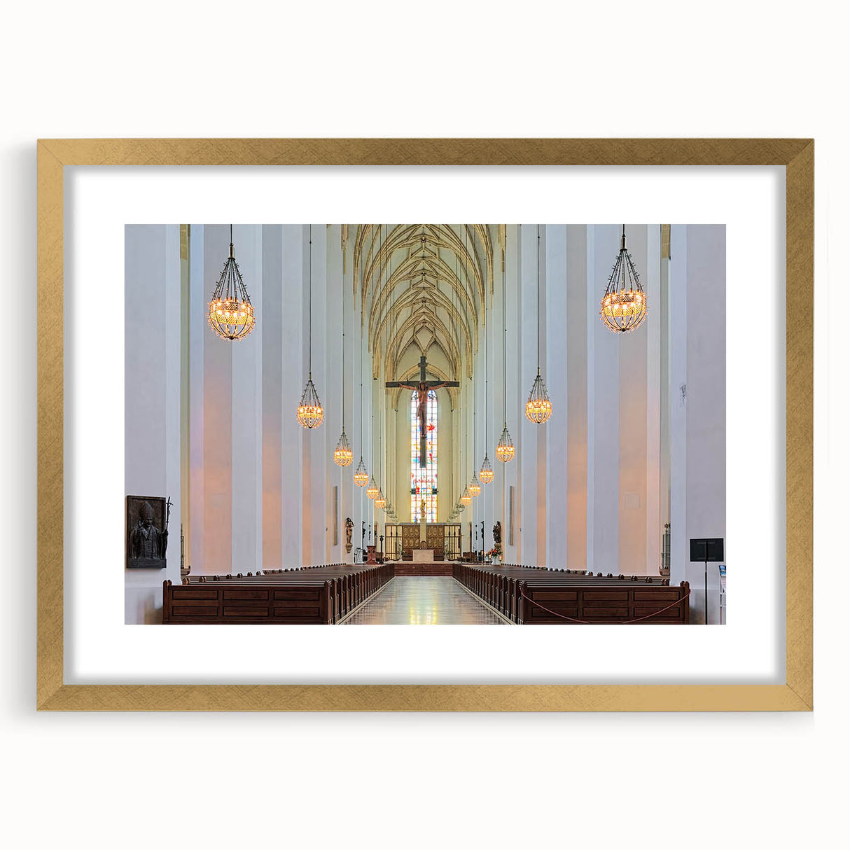 Abstract art print of Munich scenery in muted earth tones on a framed canvas, suitable for dining room decor.