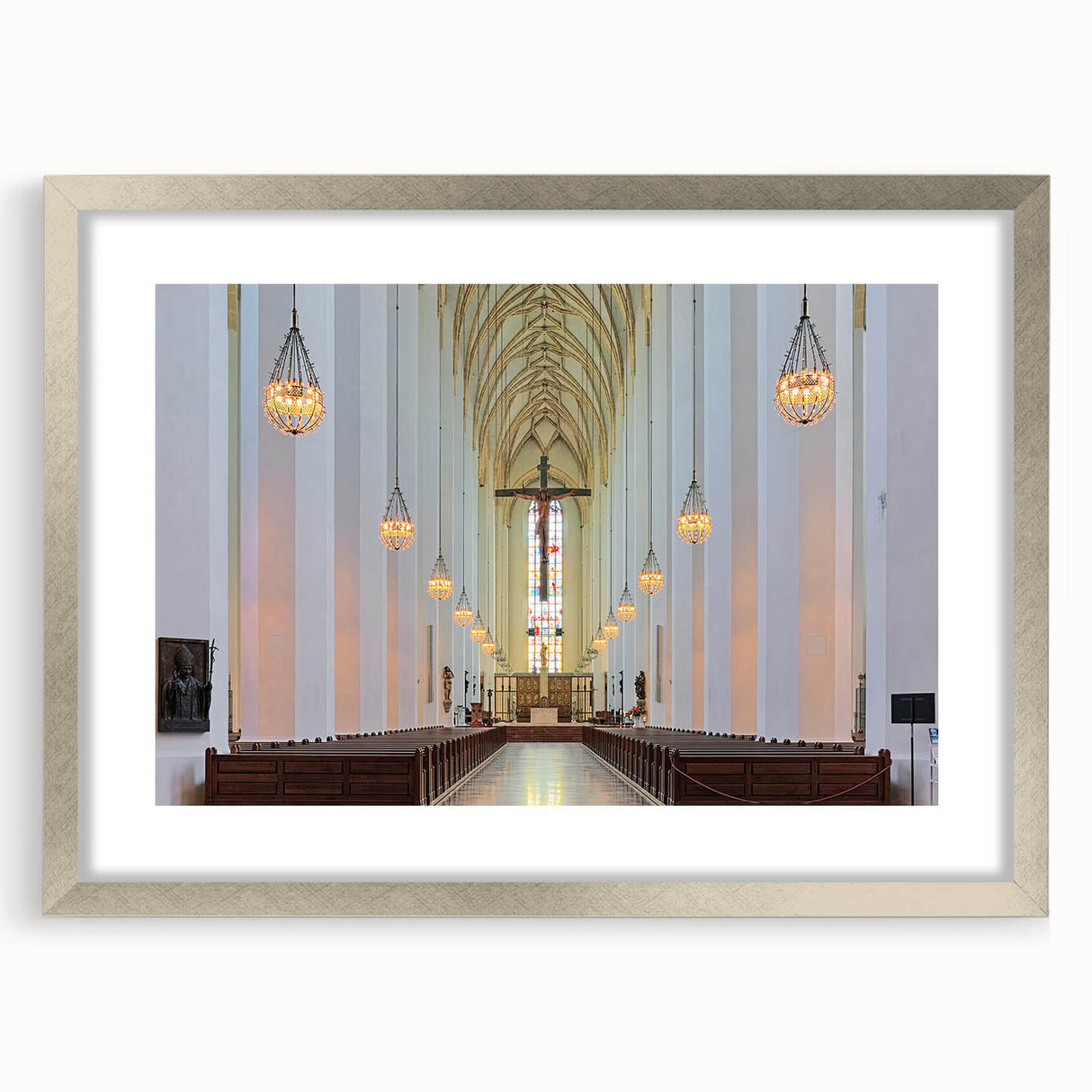 Extra large abstract art print of Munich scenery in muted earth tones on a framed canvas, ideal for living room decor.