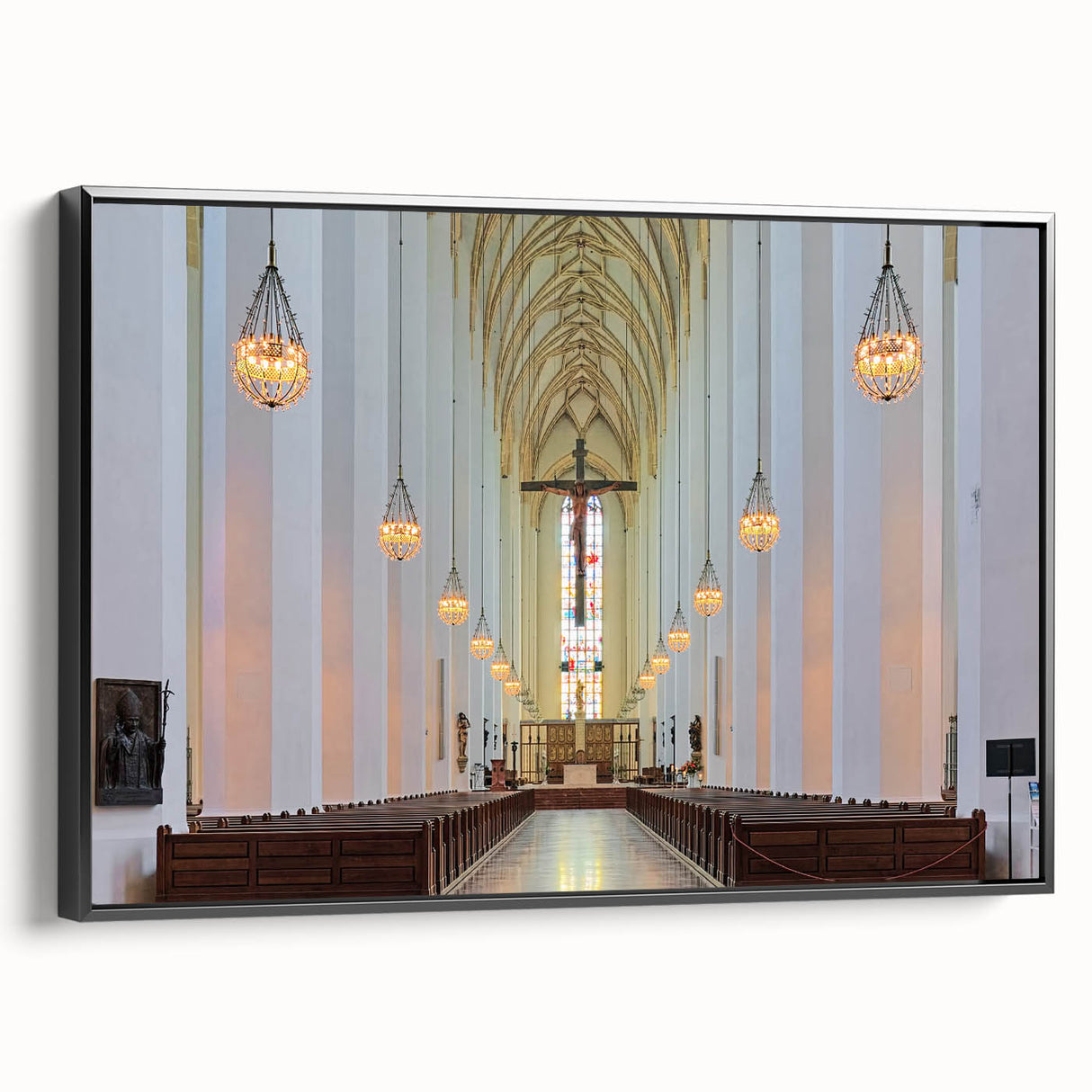 Black and white framed canvas of Munich landscape, ideal for bedroom wall art.