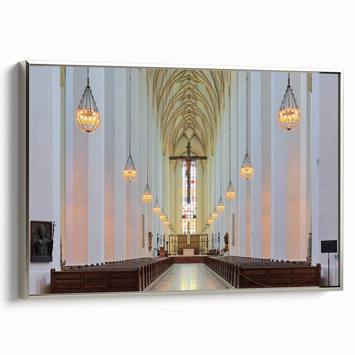 Framed canvas landscape art paintings of Munich with vintage poster elements in black and colorful hues.