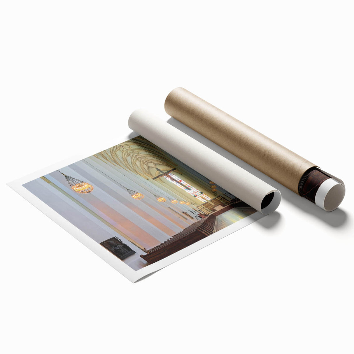 Extra large rolled print featuring a floral Munich scenery in pastel shades, suitable for classy bathroom wall art.
