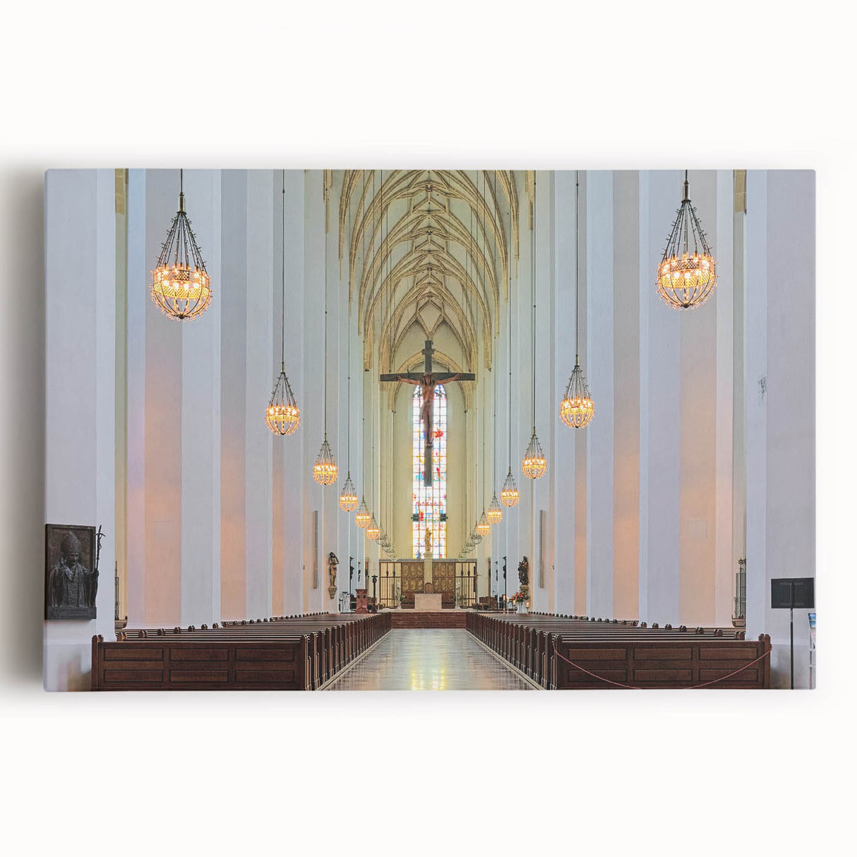 Black and white stretched canvas of Munich scenery, ideal for kitchen wall art or bedroom ambiance.