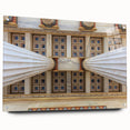Acrylic print of Athens skyline in muted earth tones, ideal for dining room decor.