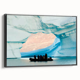 Black and white framed canvas of a Greenland landscape, ideal for bedroom wall art.