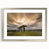 Extra large wall art featuring an abstract depiction of an Irish landscape in muted green and blue tones.