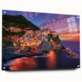 Acrylic print of Cinque Terre with vivid coastal colors, ideal for dining room or bedroom decor.