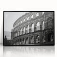 Large abstract wall art of the Colosseum in muted earth tones on a framed acrylic, suitable for modern living room decor.