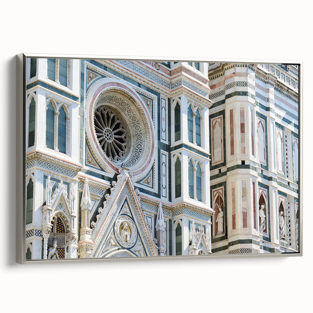 Landscape art painting of Florence with colorful palette on framed canvas, ideal for living room decor.