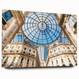 Acrylic glass print of a large abstract depiction of Milan with vibrant, multicolored hues.