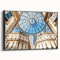 Black and white framed canvas of Milan landscape, ideal for bedroom wall art with a vintage poster style.