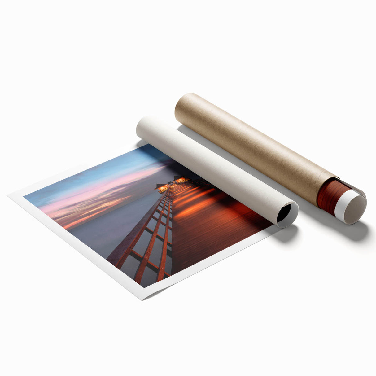 Extra large rolled print of Naples, Italy, with vibrant floral foreground and serene blue ocean.