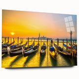 Acrylic print of a Venetian canal in muted blue and gray tones, ideal for bedroom or dining room art.