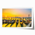 Venice canal scene on a rolled print, featuring vivid blue and earth tones, ideal for art wall dining room.