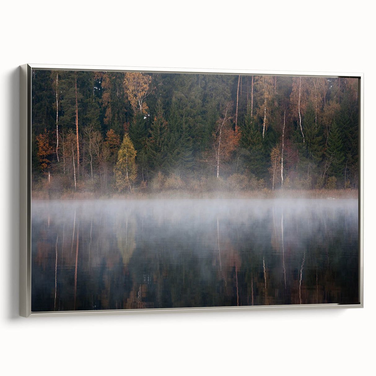 Landscape art painting of a European scene in Latvia on a framed canvas.