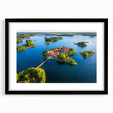 Textured abstract art print of a European scenery in vibrant colors on a large framed canvas, ideal for living room decor.